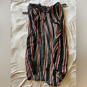 Forever 21 Black and Red Striped wrap skirt